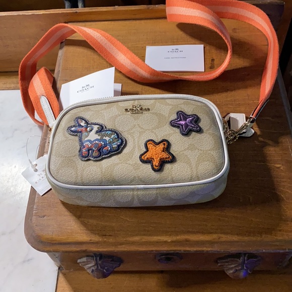 Coach Bunny & Stars Varsity Patch Crossbody Pouch - Picture 14 of 17